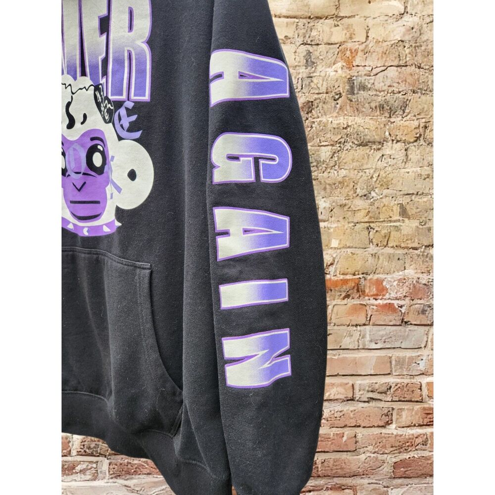 Never Broke Again Graphic Hoodie L Black Purple Cartoon Monkey Face Graphic - Picture 3 of 6